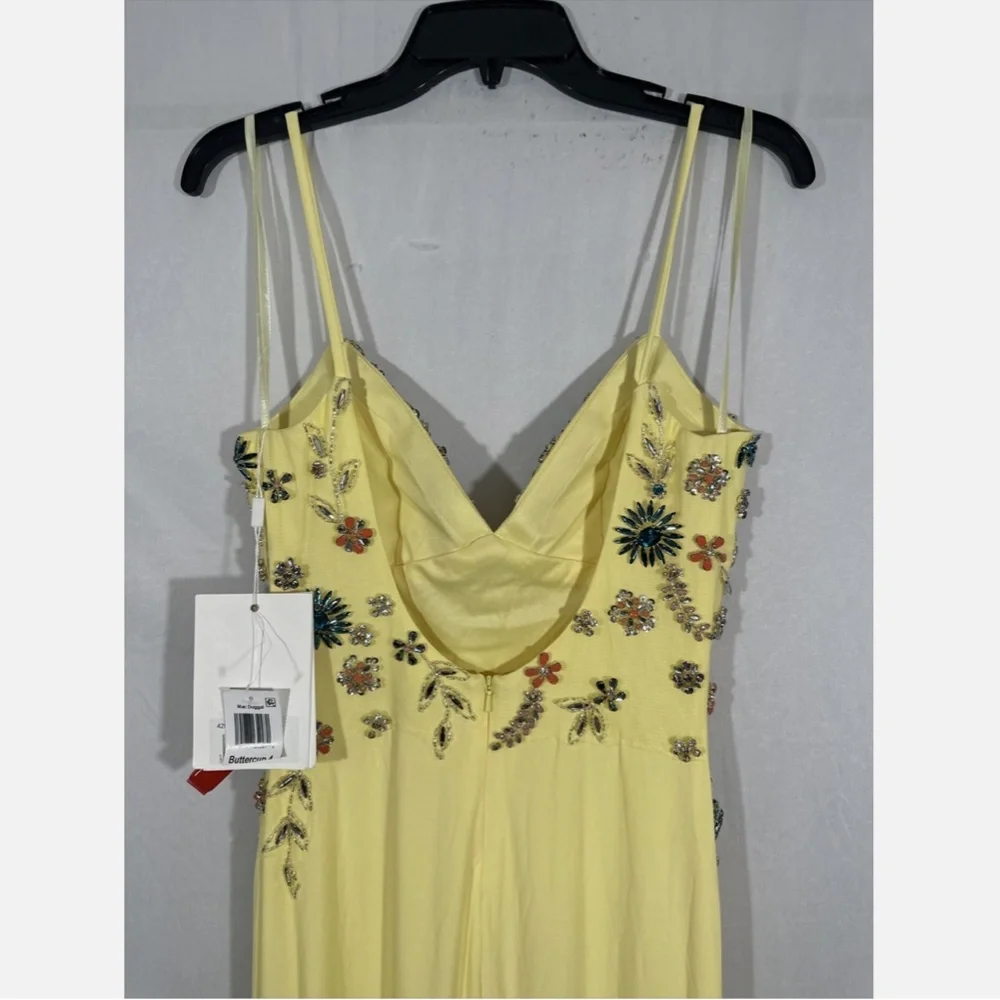 NWT Mac Duggal [ 4 ] Multi Color Beaded Floral Cami‎ Slit Gown Yellow - Picture 10 of 15